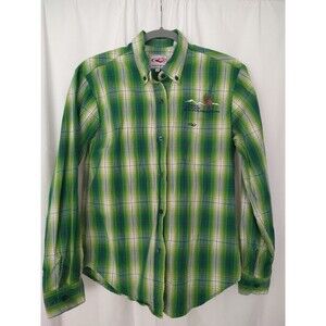 Roper Sz S Rocky Mountain Elk Foundation Green Plaid Button Up Shirt 100% Cotton